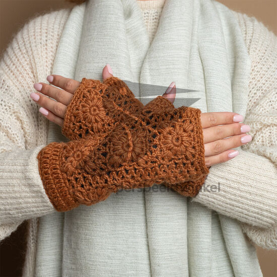 Handwarmers Granny Square Cognac