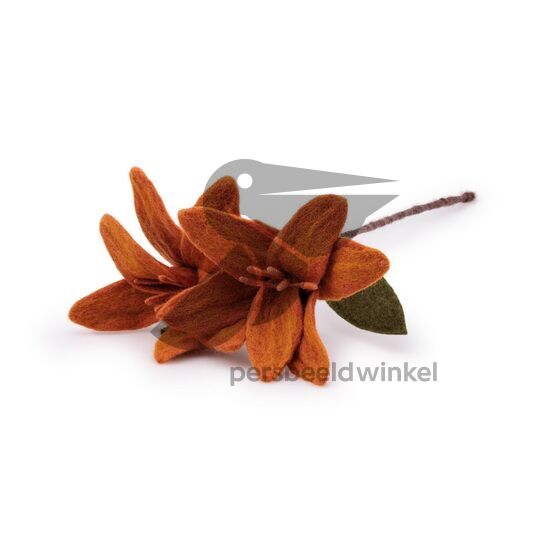 Sjaal met Verhaal tak lelie cognac vilt