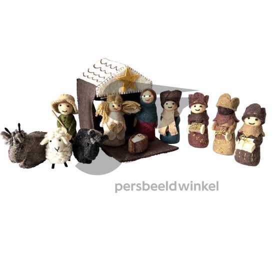 Sjaal met Verhaal kerststal vilt