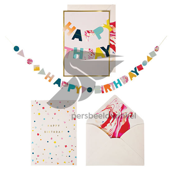 Verjaardagskaart met slinger - Happy Birthday